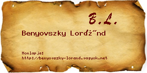 Benyovszky Loránd névjegykártya